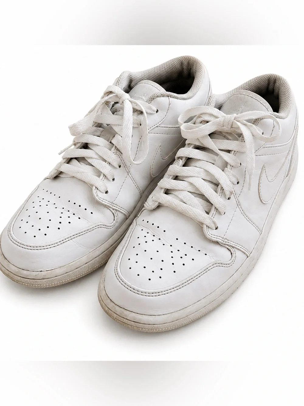Nike Air Jordan 1 Low Triple White Leather Sneakers Women’s Size 9 553558-136
